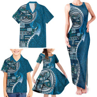 Samoan Siapo Art Tattoo Polynesian Pattern Family Matching Tank Maxi Dress and Hawaiian Shirt Teal Color - Polynesian Pride