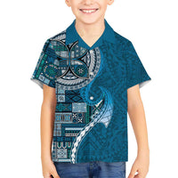 Samoan Siapo Art Tattoo Polynesian Pattern Kid Hawaiian Shirt Teal Color LT03 Kid Teal - Polynesian Pride
