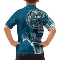 Samoan Siapo Art Tattoo Polynesian Pattern Kid Hawaiian Shirt Teal Color LT03 - Polynesian Pride