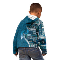 Samoan Siapo Art Tattoo Polynesian Pattern Kid Hoodie Teal Color - Polynesian Pride