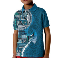 Samoan Siapo Art Tattoo Polynesian Pattern Kid Polo Shirt Teal Color LT03 Kid Teal - Polynesian Pride
