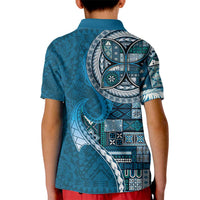 Samoan Siapo Art Tattoo Polynesian Pattern Kid Polo Shirt Teal Color LT03 - Polynesian Pride