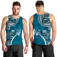 Samoan Siapo Art Tattoo Polynesian Pattern Men Tank Top Teal Color - Polynesian Pride