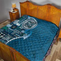 Samoan Siapo Art Tattoo Polynesian Pattern Quilt Teal Color - Polynesian Pride