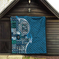 Samoan Siapo Art Tattoo Polynesian Pattern Quilt Teal Color - Polynesian Pride