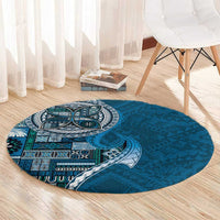 Samoan Siapo Art Tattoo Polynesian Pattern Round Carpet Teal Color - Polynesian Pride