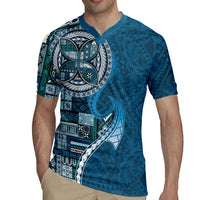 Samoan Siapo Art Tattoo Polynesian Pattern Rugby Jersey Teal Color - Polynesian Pride