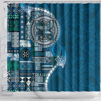 Samoan Siapo Art Tattoo Polynesian Pattern Shower Curtain Teal Color - Polynesian Pride
