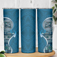 Samoan Siapo Art Tattoo Polynesian Pattern Skinny Tumbler Teal Color LT03 - Polynesian Pride
