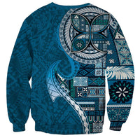 Samoan Siapo Art Tattoo Polynesian Pattern Sweatshirt Teal Color - Polynesian Pride