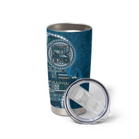 Samoan Siapo Art Tattoo Polynesian Pattern Tumbler Cup Teal Color - Polynesian Pride