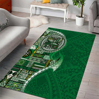 Samoan Siapo Art Tattoo Polynesian Pattern Area Rug Green Color - Polynesian Pride