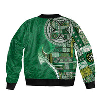 Samoan Siapo Art Tattoo Polynesian Pattern Bomber Jacket Green Color LT03 - Polynesian Pride