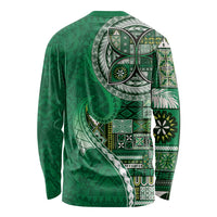 Samoan Siapo Art Tattoo Polynesian Pattern Long Sleeve Shirt Green Color - Polynesian Pride