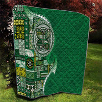 Samoan Siapo Art Tattoo Polynesian Pattern Quilt Green Color - Polynesian Pride