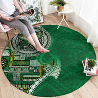 Samoan Siapo Art Tattoo Polynesian Pattern Round Carpet Green Color - Polynesian Pride