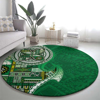 Samoan Siapo Art Tattoo Polynesian Pattern Round Carpet Green Color - Polynesian Pride