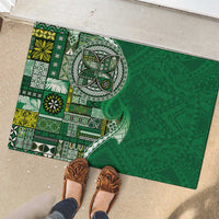 Samoan Siapo Art Tattoo Polynesian Pattern Rubber Doormat Green Color LT03 - Polynesian Pride