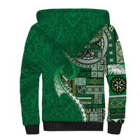 Samoan Siapo Art Tattoo Polynesian Pattern Sherpa Hoodie Green Color - Polynesian Pride