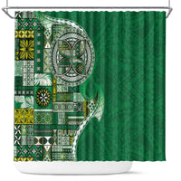 Samoan Siapo Art Tattoo Polynesian Pattern Shower Curtain Green Color - Polynesian Pride