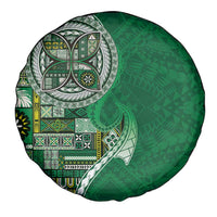 Samoan Siapo Art Tattoo Polynesian Pattern Spare Tire Cover Green Color - Polynesian Pride