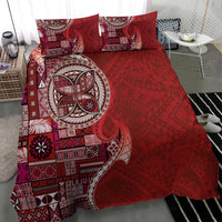 Samoan Siapo Art Tattoo Polynesian Pattern Bedding Set Red Color - Polynesian Pride