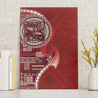 Samoan Siapo Art Tattoo Polynesian Pattern Canvas Wall Art Red Color - Polynesian Pride