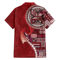 Samoan Siapo Art Tattoo Polynesian Pattern Family Matching Puletasi and Hawaiian Shirt Red Color - Polynesian Pride