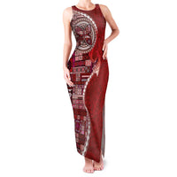 Samoan Siapo Art Tattoo Polynesian Pattern Family Matching Tank Maxi Dress and Hawaiian Shirt Red Color - Polynesian Pride