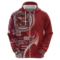 Samoan Siapo Art Tattoo Polynesian Pattern Hoodie Red Color - Polynesian Pride