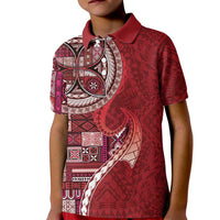 Samoan Siapo Art Tattoo Polynesian Pattern Kid Polo Shirt Red Color LT03 Kid Red - Polynesian Pride