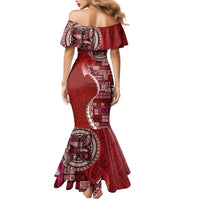 Samoan Siapo Art Tattoo Polynesian Pattern Mermaid Dress Red Color - Polynesian Pride