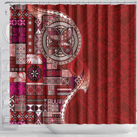 Samoan Siapo Art Tattoo Polynesian Pattern Shower Curtain Red Color - Polynesian Pride