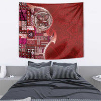 Samoan Siapo Art Tattoo Polynesian Pattern Tapestry Red Color - Polynesian Pride