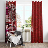 Samoan Siapo Art Tattoo Polynesian Pattern Window Curtain Red Color - Polynesian Pride