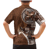 Samoan Siapo Art Tattoo Polynesian Pattern Family Matching Mermaid Dress and Hawaiian Shirt Brown Color - Polynesian Pride