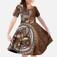 Samoan Siapo Art Tattoo Polynesian Pattern Family Matching Mermaid Dress and Hawaiian Shirt Brown Color - Polynesian Pride