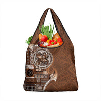 Samoan Siapo Art Tattoo Polynesian Pattern Grocery Bag Brown Color - Polynesian Pride