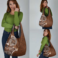 Samoan Siapo Art Tattoo Polynesian Pattern Grocery Bag Brown Color - Polynesian Pride