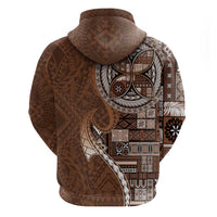 Samoan Siapo Art Tattoo Polynesian Pattern Hoodie Brown Color - Polynesian Pride