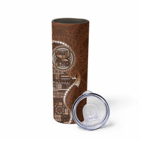 Samoan Siapo Art Tattoo Polynesian Pattern Skinny Tumbler Brown Color LT03 - Polynesian Pride