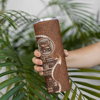 Samoan Siapo Art Tattoo Polynesian Pattern Skinny Tumbler Brown Color LT03 - Polynesian Pride