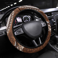 Samoan Siapo Art Tattoo Polynesian Pattern Steering Wheel Cover Brown Color - Polynesian Pride
