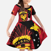 Papua New Guinea Mask Festival Family Matching Off The Shoulder Long Sleeve Dress and Hawaiian Shirt Papua Niugini Tribe Mask Melanesian Pattern LT03 Daughter's Dress Red - Polynesian Pride