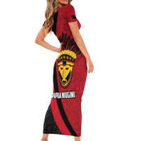 Papua New Guinea Mask Festival Short Sleeve Bodycon Dress Papua Niugini Tribe Mask Melanesian Pattern