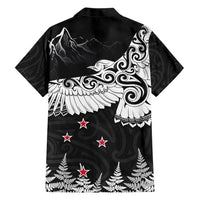 New Zealand Kea Bird Hawaiian Shirt Maori Tattoo and Silver Fern Black Color