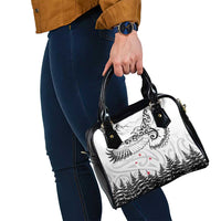 New Zealand Kea Bird Shoulder Handbag Maori Tattoo and Silver Fern White Color