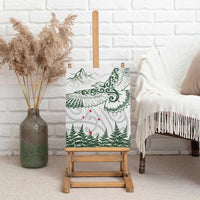 New Zealand Kea Bird Canvas Wall Art Maori Tattoo and Silver Fern Green Color