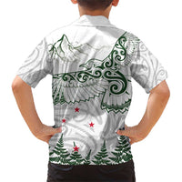 New Zealand Kea Bird Family Matching Short Sleeve Bodycon Dress and Hawaiian Shirt Maori Tattoo and Silver Fern Green Color LT03 - Polynesian Pride