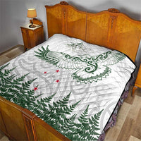 New Zealand Kea Bird Quilt Maori Tattoo and Silver Fern Green Color